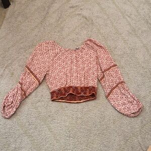 Patrons of Peace Boho Smocked Cropped Blouse – Size Small